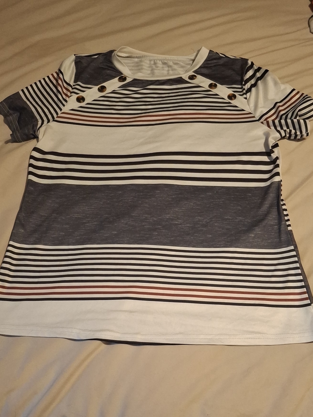 Shein Gray Striped Silky Tee